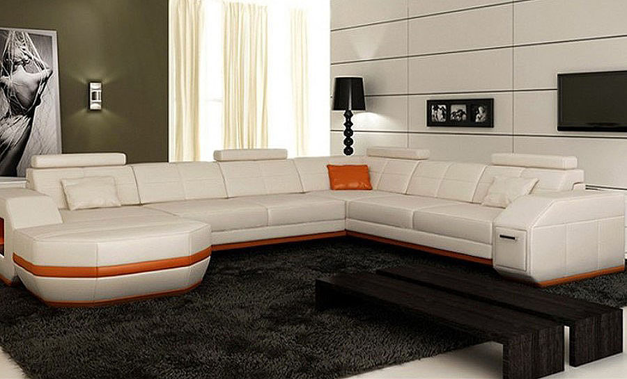 Emma - U Leather Sofa Lounge Set